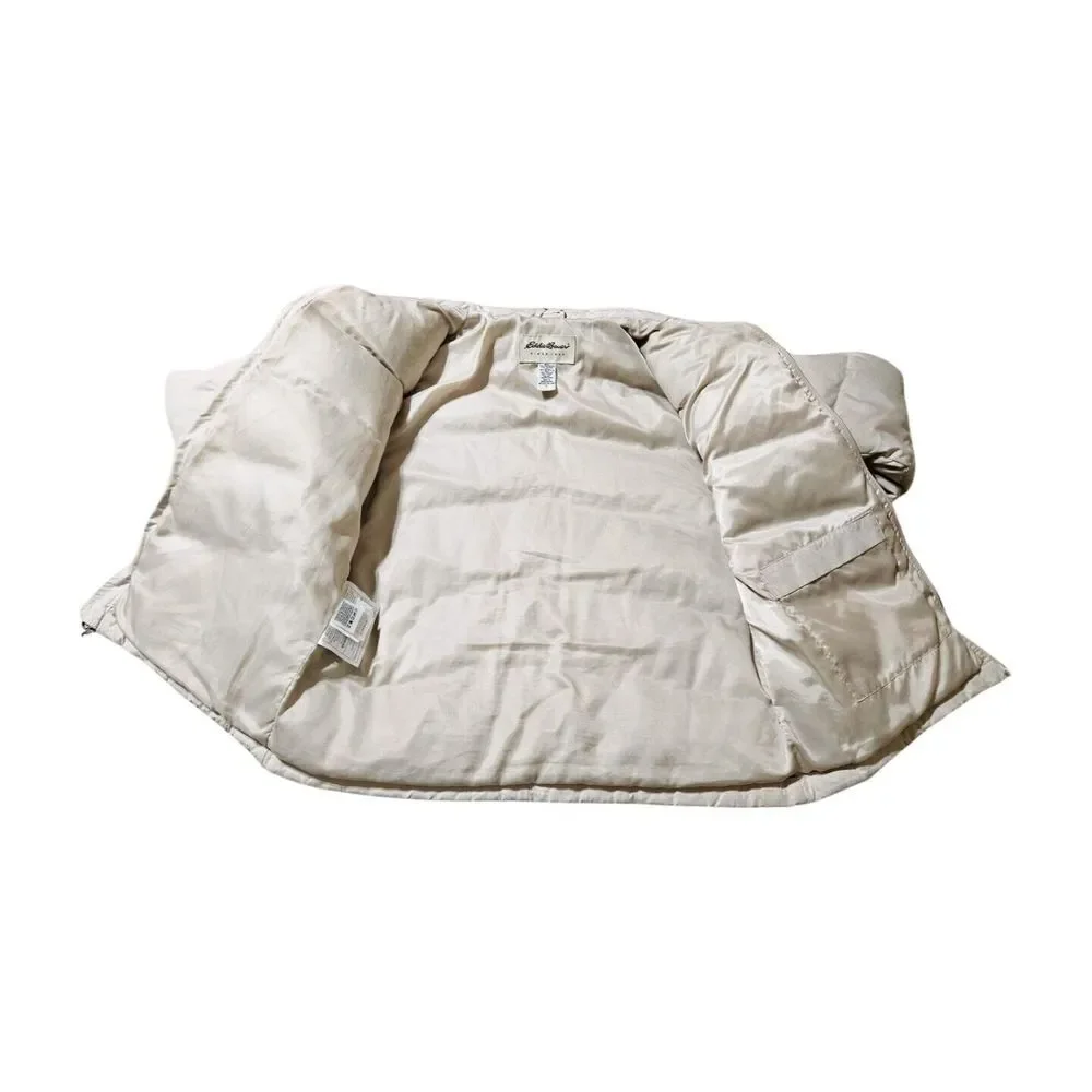 Eddie Bauer Goose Down Insulated‎ Puffer Bomber Coat Beige Women's L